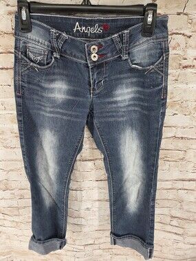 Vintage Angels Capri Jeans Size 3 Dark Wash Pockets Cuffed Bottoms
